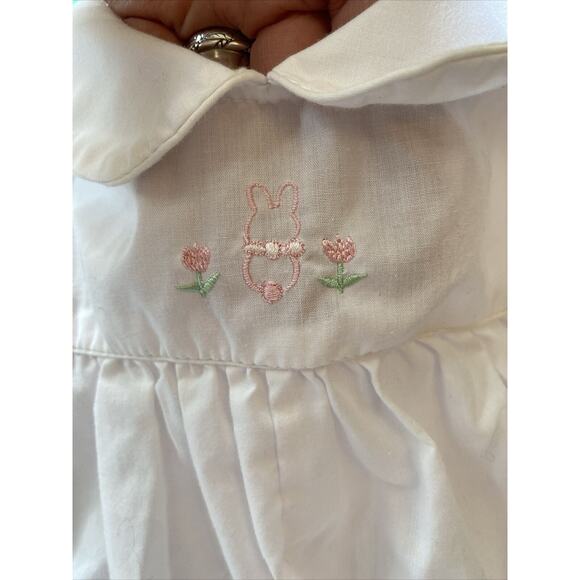Vintage Glynne Percy 9 Month Bubble Romper Embroidered Bunny Tulip Easter Baby - Picture 6 of 13
